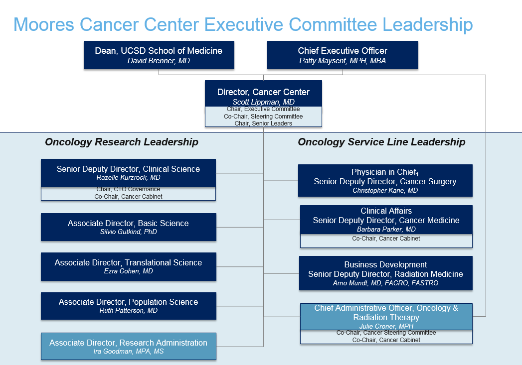 The Moores Cancer Center Leadership Organization Chart
