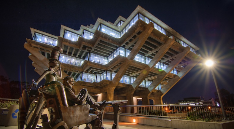 Geisel Library with statue 